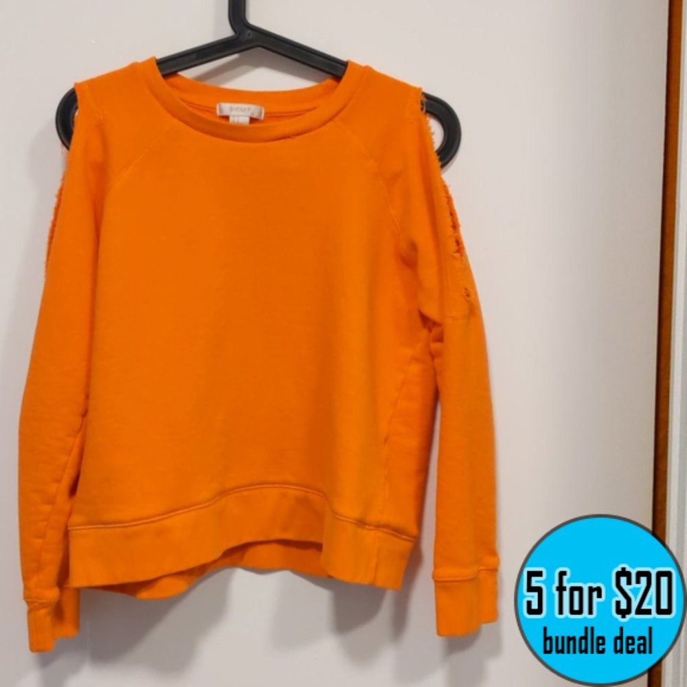 Cropped Cut Out Sleeves Orange Sweater